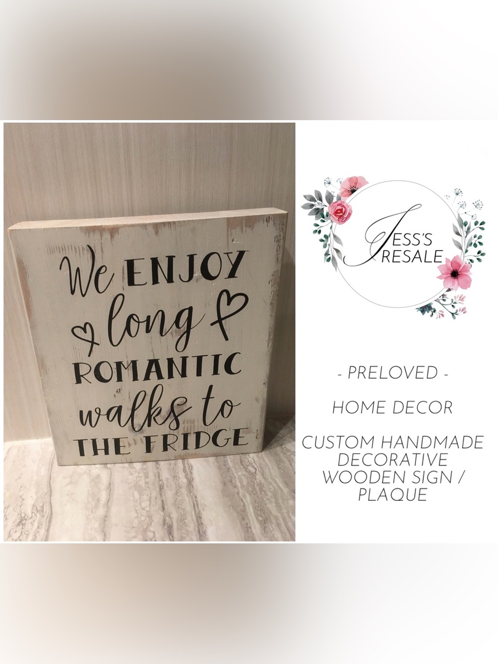 HOME / KITCHEN DECOR - PRELOVED - CUSTOM HANDMADE DECORATIVE SOLID WOODEN SIGN
